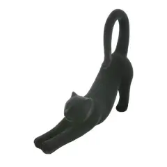 12" Flocked Stretching Halloween Tabletop Cat by Ashland&reg; Black