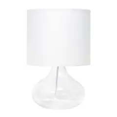 Simple Designs&trade; 14" Glass Raindrop Table Lamp with White Shade Clear with White Shade