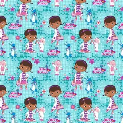 Disney&reg; Doc McStuffins Light Teal We Care Cotton Fabric