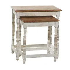White Mango Wood Farmhouse Accent Table, 24" x 22" x 14"