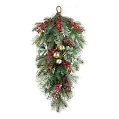Glitzhome&reg; 26" Berry, Pinecone & Bell Teardrop