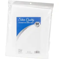Design Works&trade; Silver Quality 14 Count White Aida Cloth, 60" x 36"