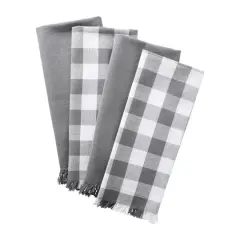 DII&reg; Gray Heavyweight Fringed Dishtowel Set
