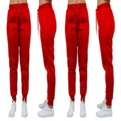 Galaxy by Harvic Women's Relaxed Fit Fleece-Lined Jogger Sweatpants 2 Pack Red/Red