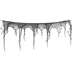 4ft. Pre-Lit Purple LED Halloween Black Gauze Drape Lights