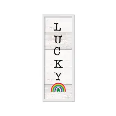 Lucky Wood Slats Rainbow 12" x 36" Black Framed Print Under Plexiglass