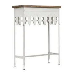 Hello Honey&reg; 36" Rustic Farmhouse Metal Console Table with Solid Wood Top Distressed White