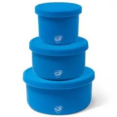 Silipint&reg; 3-Piece Silicone Lidded Bowl Set Deep Pool