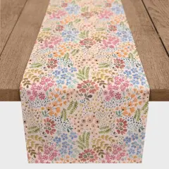 90" Wild Flower Floral Cotton Twill Runner Pink