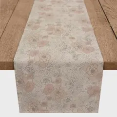 90" Multi Floral Cotton Twill Runner Tan