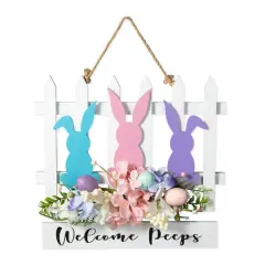 Glitzhome&reg; 14" Easter Wooden Bunny Fence Door Hanger