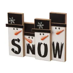 Glitzhome&reg; 12" Wooden Snowman Family Tabletop Accent