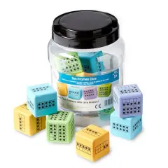 hand2mind&reg; Colorful Foam Ten-Frame Dice, 10ct.