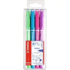 STABILO&reg; Sensor&reg; Fineliner Bright 4 Color Wallet Set