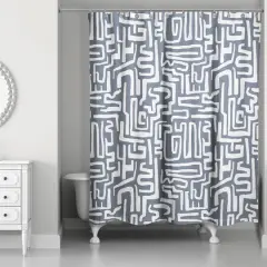 Woogly Shapes Shower Curtain Slate