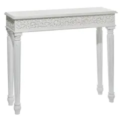White Farmhouse Mango Wood Console Table, 30" x 36"
