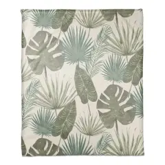 Tropical Palm Coral Fleece Blanket White