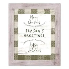 Green Buffalo Check Holiday Phrases Print in Western White Frame