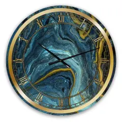 Designart Agathe Ripple Golden Rivers Modern Wall Clock