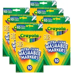 Crayola&reg; Ultra-Clean Classic Colors Fine Line Markers, 6 Packs of 10