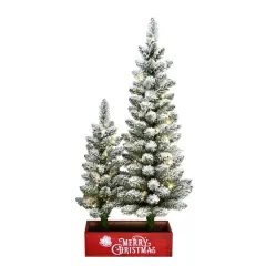 2ft. & 3ft. Pre-Lit Artificial Potted Christmas Trees, Warm White LED Lights