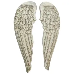 40" White Wood Vintage Wings Wall D&eacute;cor Set