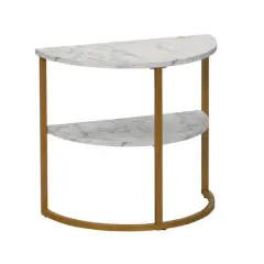 Household Essentials 18" 2-Tier Half Moon End Table White