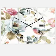 Designart 'Beautiful Bird Romance I Traditional Multipanel Wall Clock