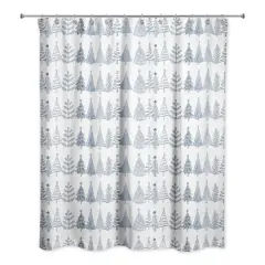 Blue Tree Pattern 71" x 74" Shower Curtain