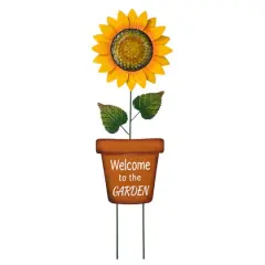 Glitzhome&reg; 36" Welcome to the Garden Sunflower Yard Stake