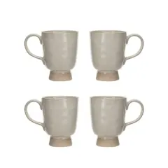 Hello Honey&reg; 4.75" Cream Speckled Glaze Stoneware Footed Mug, 4ct.