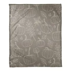 Gray Fall Patterned Coral Fleece Blanket