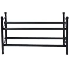 Organize It All Black 25" 2 Tier Expandable Shoe Rack