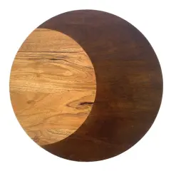 Hello Honey&reg; 11.75" Natural & Walnut Round Two-Tone Wood Cheese & Cutting Board