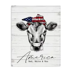 Stupell Industries Americana Cow Red White and Moo Country Farm Quote Canvas Wall Art