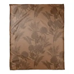 Tones Protea Blooms Coral Fleece Blanket Rust