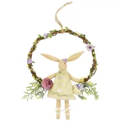 10" Girl Bunny Artificial Floral Easter Wreath