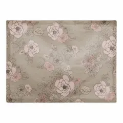 Intricate Floral Cotton Twill Placemat Brown