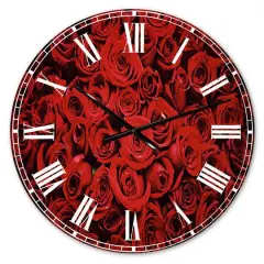 Designart 'Winter Red Rose Traditional Wall Clock