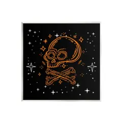 Stupell Industries Skull Crossbones Halloween Stars Wall Plaque Art