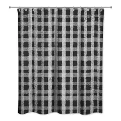 Chalky Plaid Shower Curtain Black