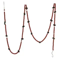 Hello Honey&reg; 12ft. Red Paulownia Wood Beads & Jingle Bells Garland