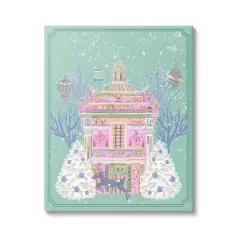 Stupell Industries Pink Ornate Christmas Building Canvas Wall Art