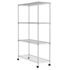 Iris&reg; 73.5" Silver 4-Tier Rolling Wire Rack Shelf