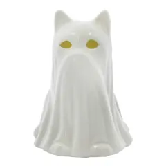 6.5" White Ghost Cat Pre-Lit Ceramic Tabletop D&eacute;cor by Ashland&reg;
