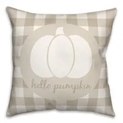 Beige Buffalo Check Hello Pumpkin Throw Pillow