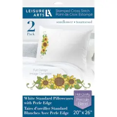Leisure Arts&reg; Sunflower Pillowcase Stamped Cross Stitch Kit