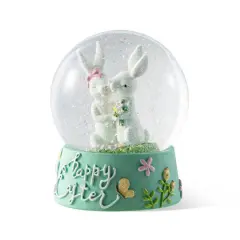 Glitzhome&reg; 5" Easter Bunny Couple Waterglobe