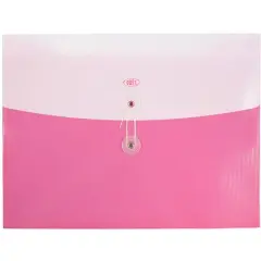 JAM Paper Letter Booklet Plastic Envelopes with Button & String Tie Closure, 12ct. Pink