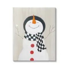 Stupell Industries Happy Smile Winter Snowman Canvas Wall Art